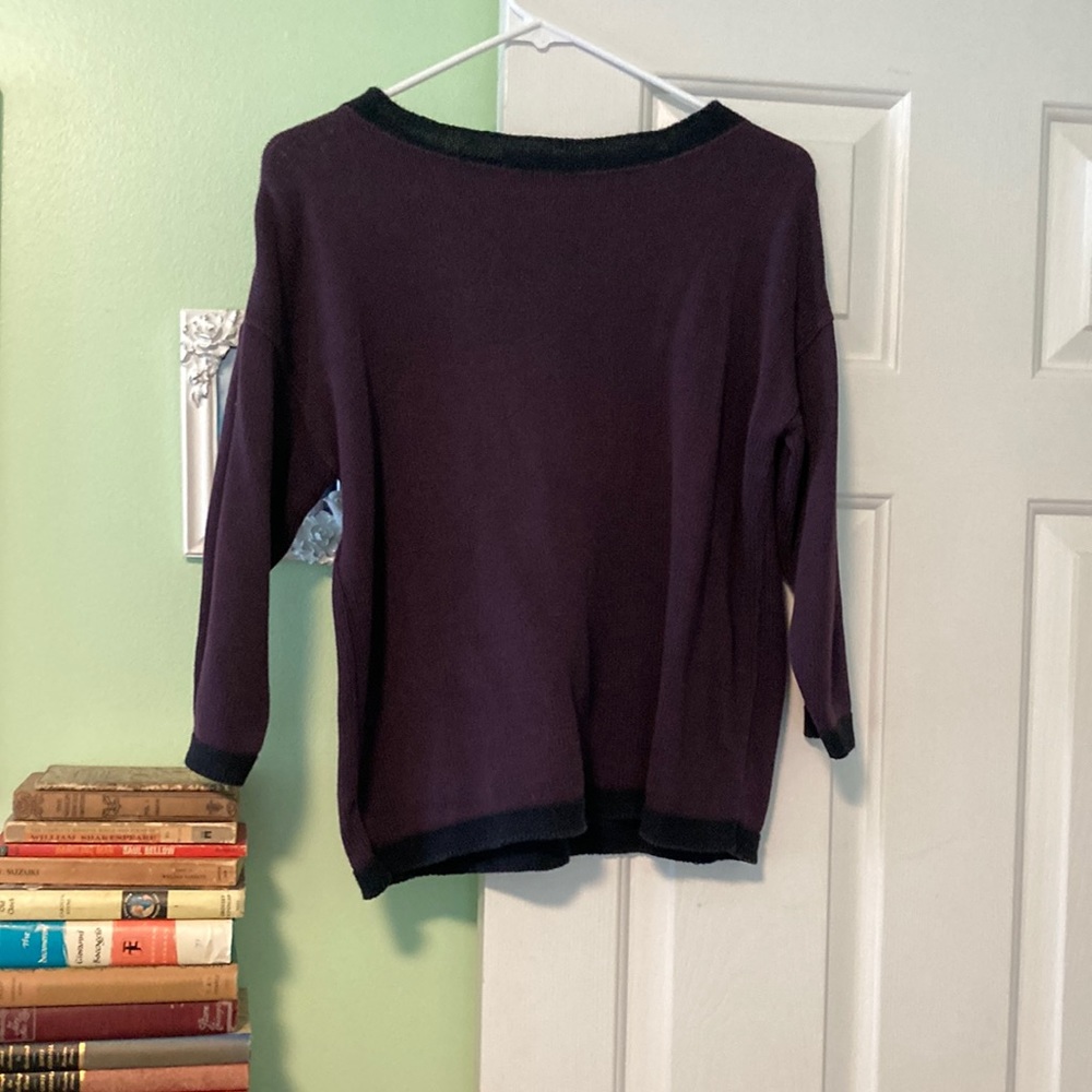BKg & Company New York purple 100% cotton sweater crew top Made in USA navy